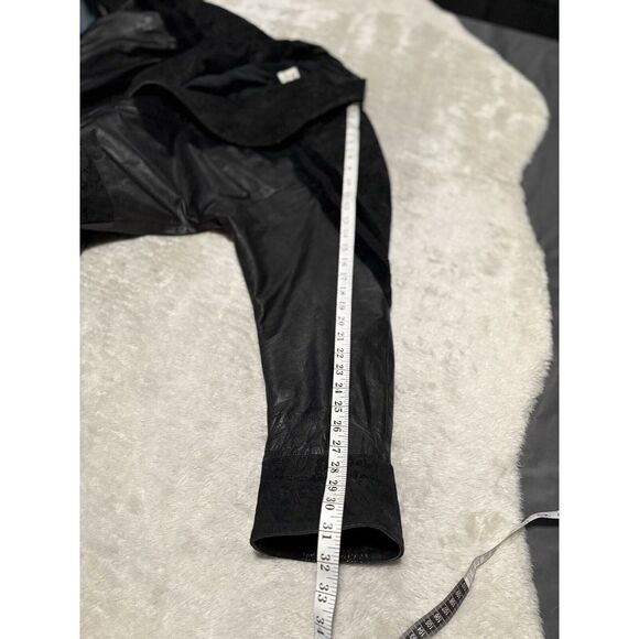 Vintage Pelle‎ Studio Y2K Long Leather Black Trench Cost Snap On Jacket Paisley - Picture 6 of 11